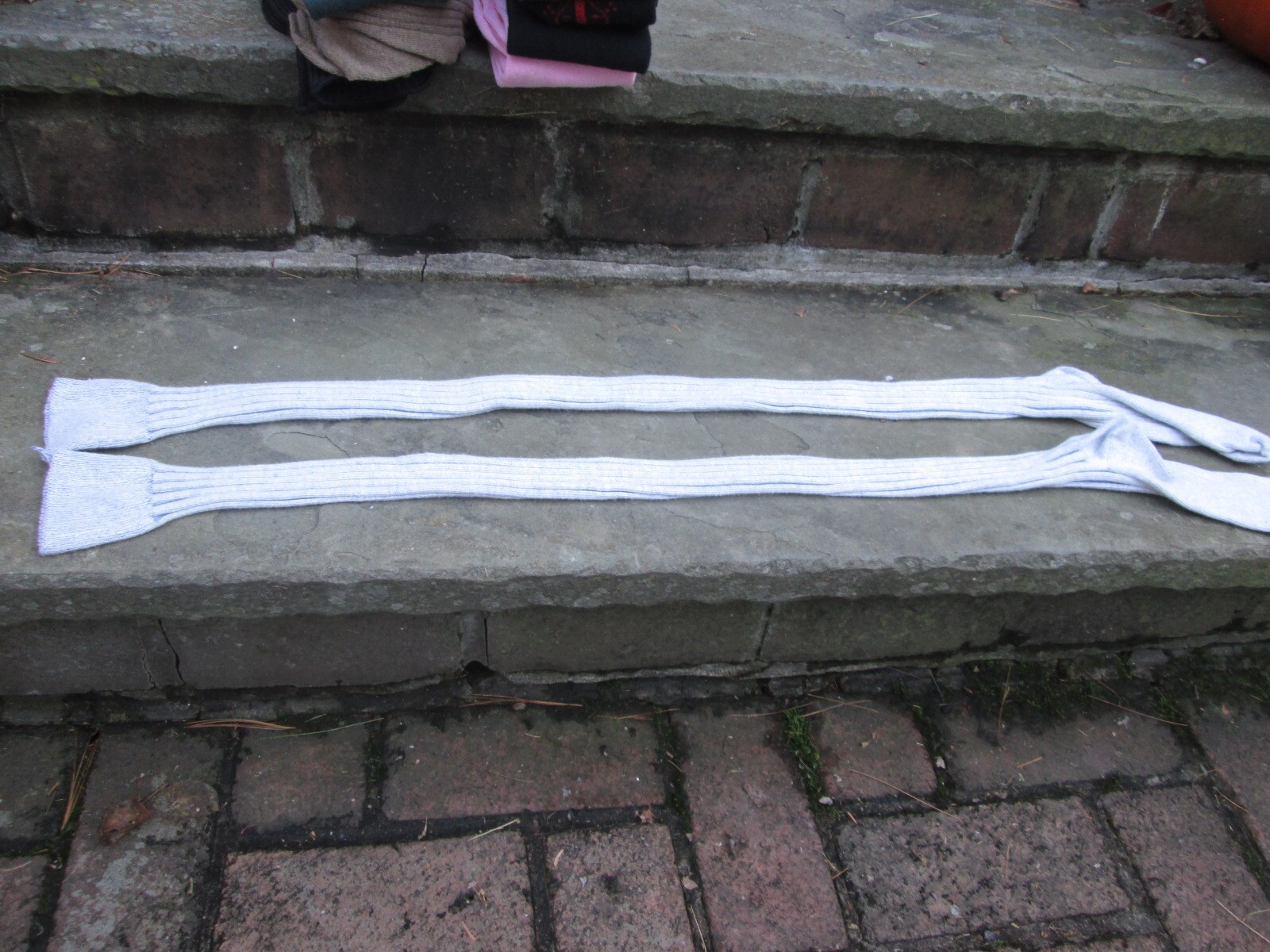 REENACTOR COLONIAL REV WAR 18TH C STOCKINGS VERTICAL RIBBED STRIPED BLUE COTTON