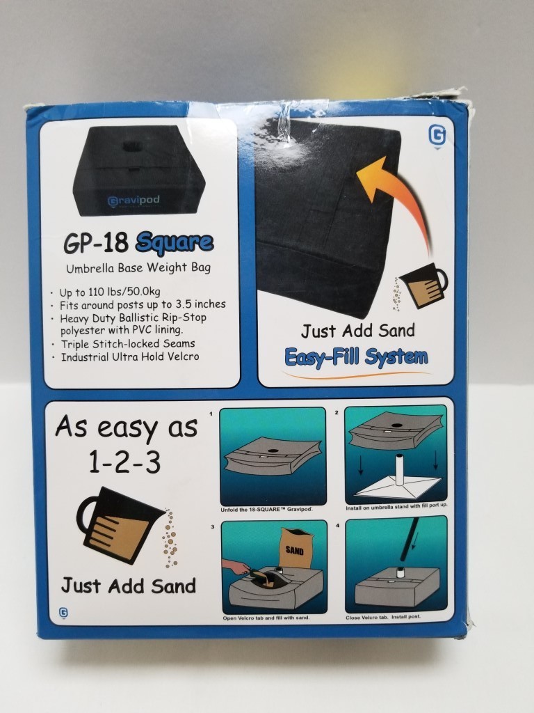 Square Umbrella Base Weight, 18 inches, Up to 88 lbs, Fits Any Offset, Cantileve