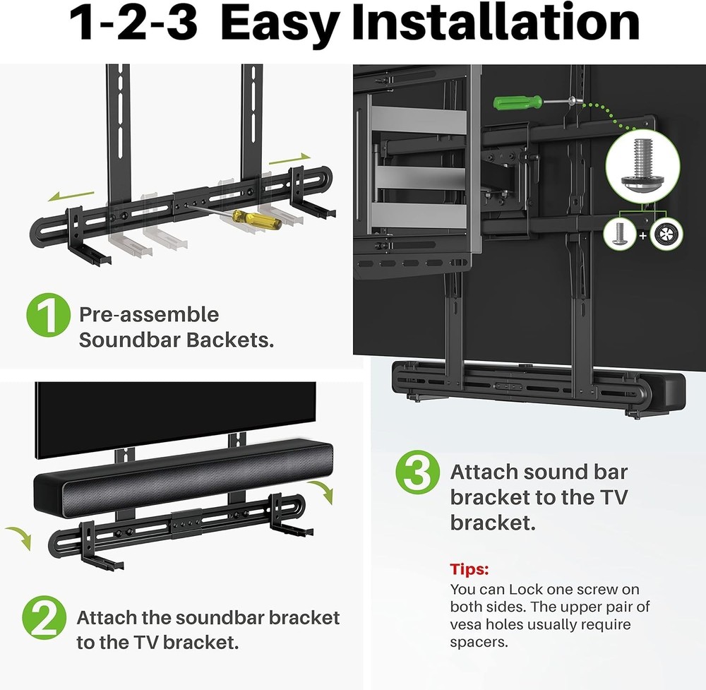 Versatile Sound Bar TV Bracket - Adjustable Holder, Easy Installation
