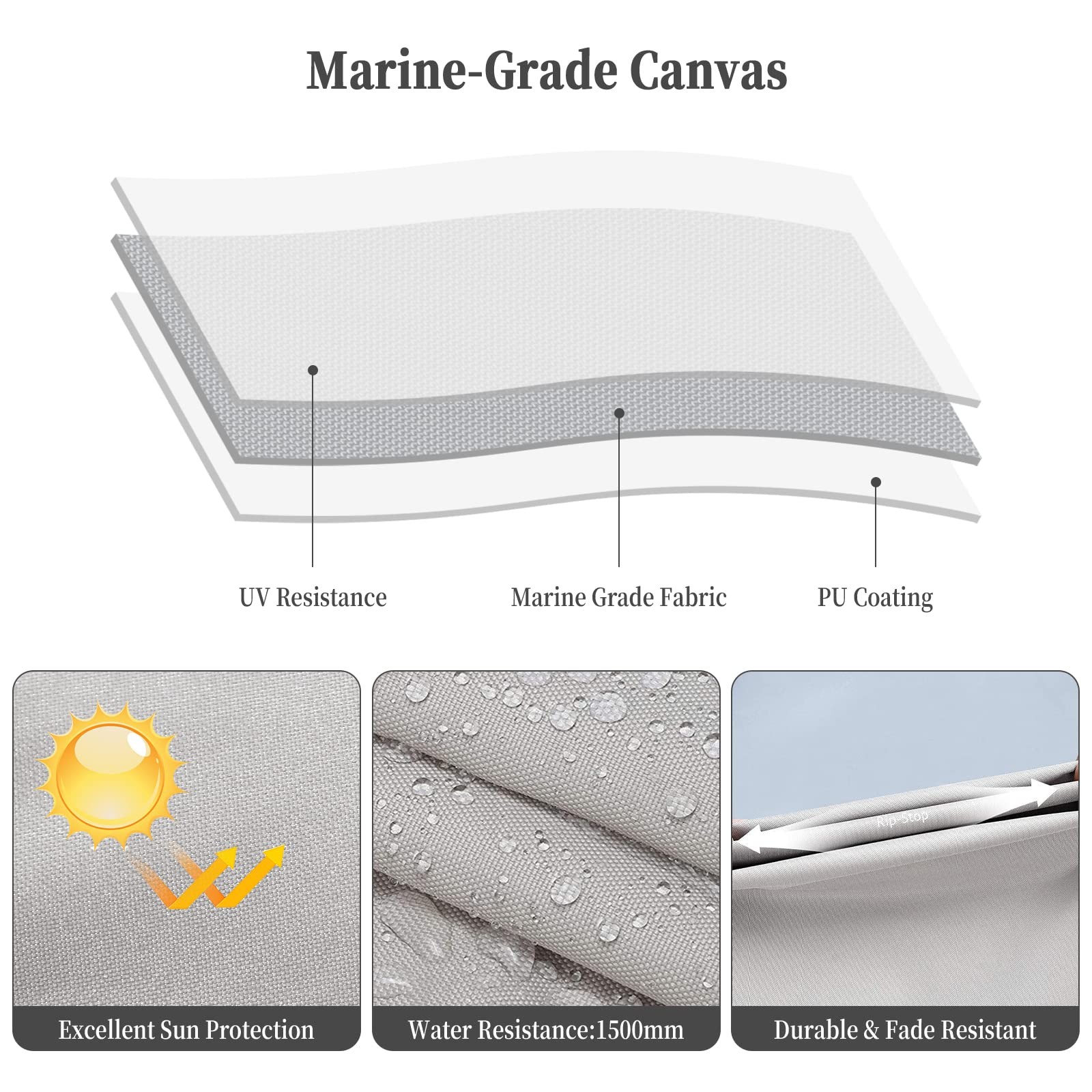 Boat Bimini Top 4 Bow Canopy Cover 8ft Long With Frame & Rear Poles & Sidewalls