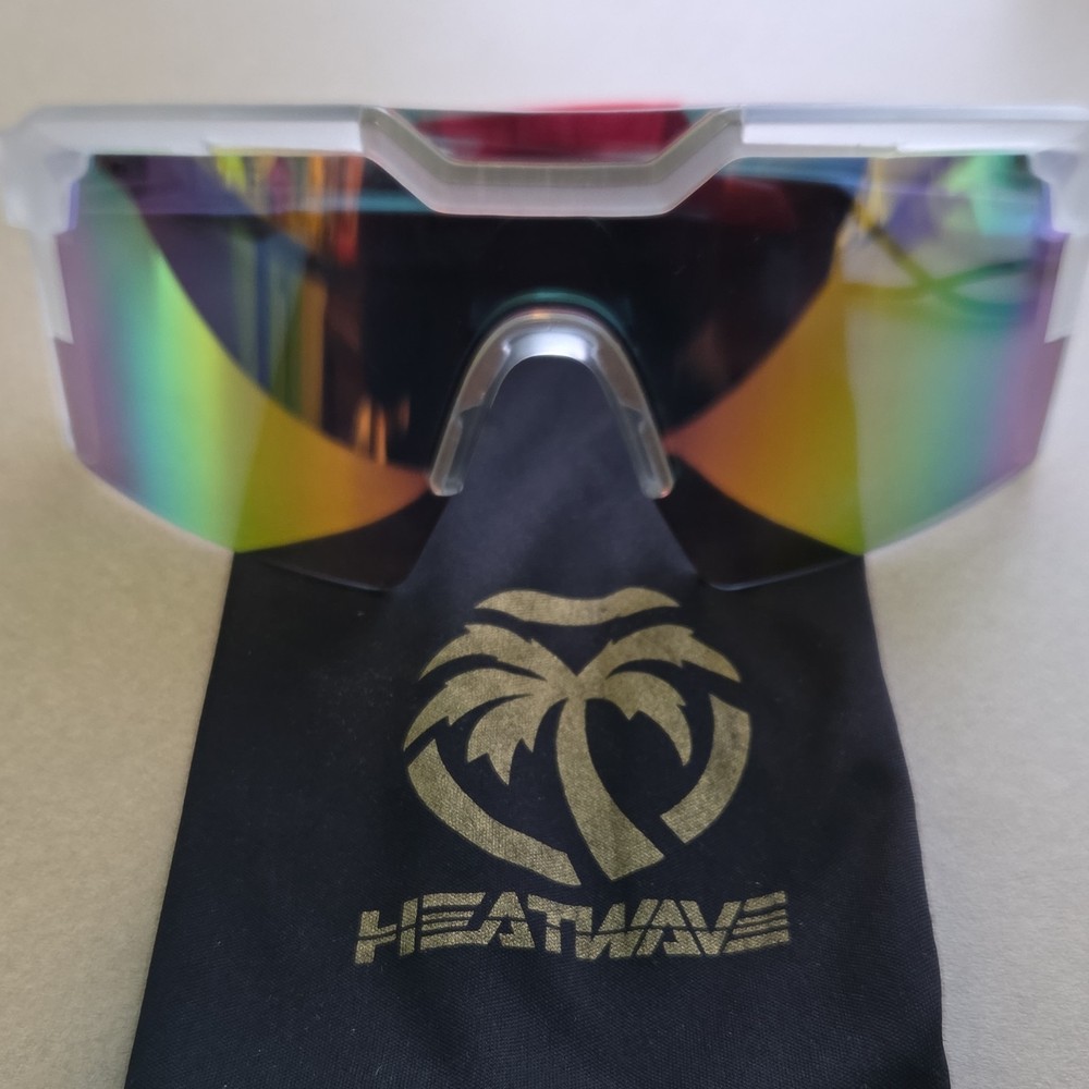 Heatwave Evantaeh Cycling Sunglasses Shield Clear Frame Multicolor Mirrored Lens