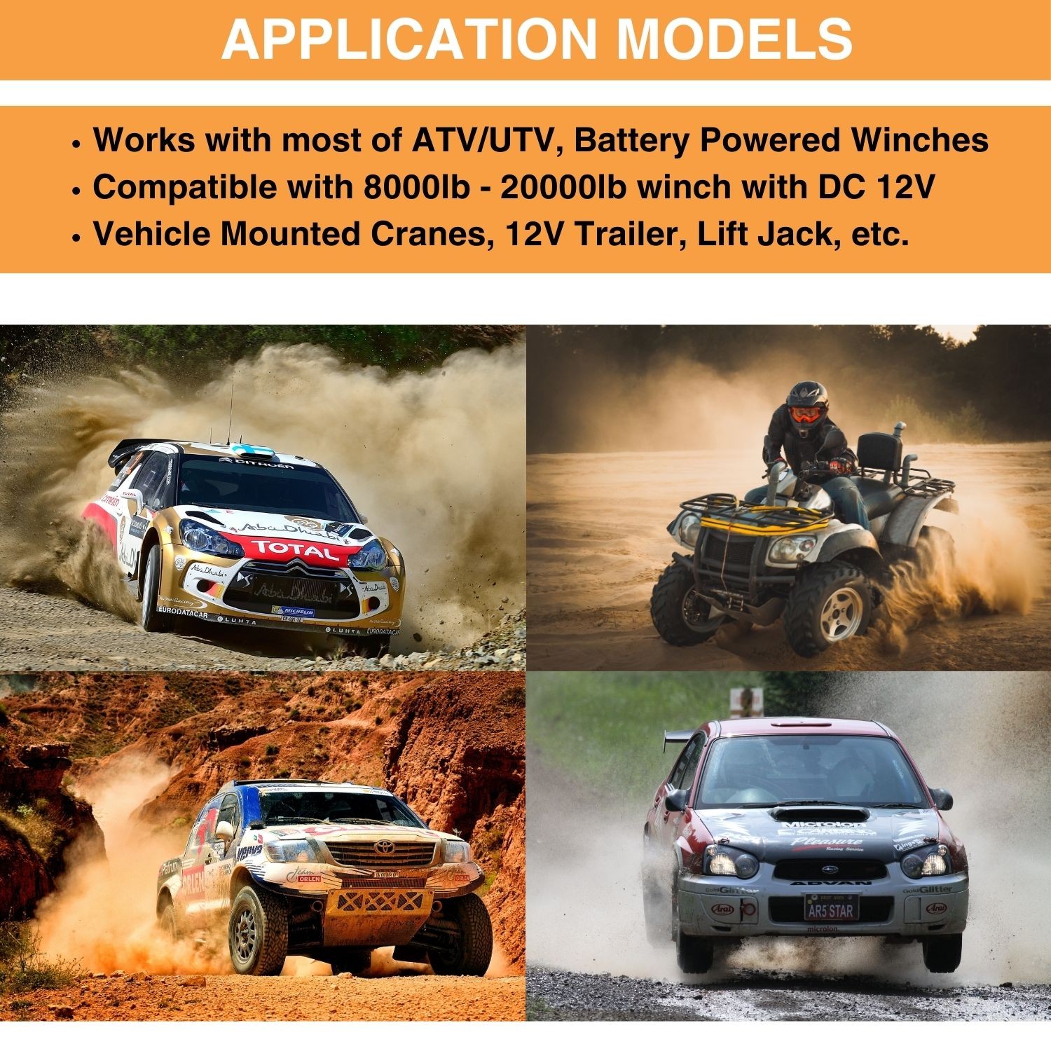 12V 8000lb Winch Solenoid Contactor Relay kit w/Control Box 4 Pre-Wired Cables