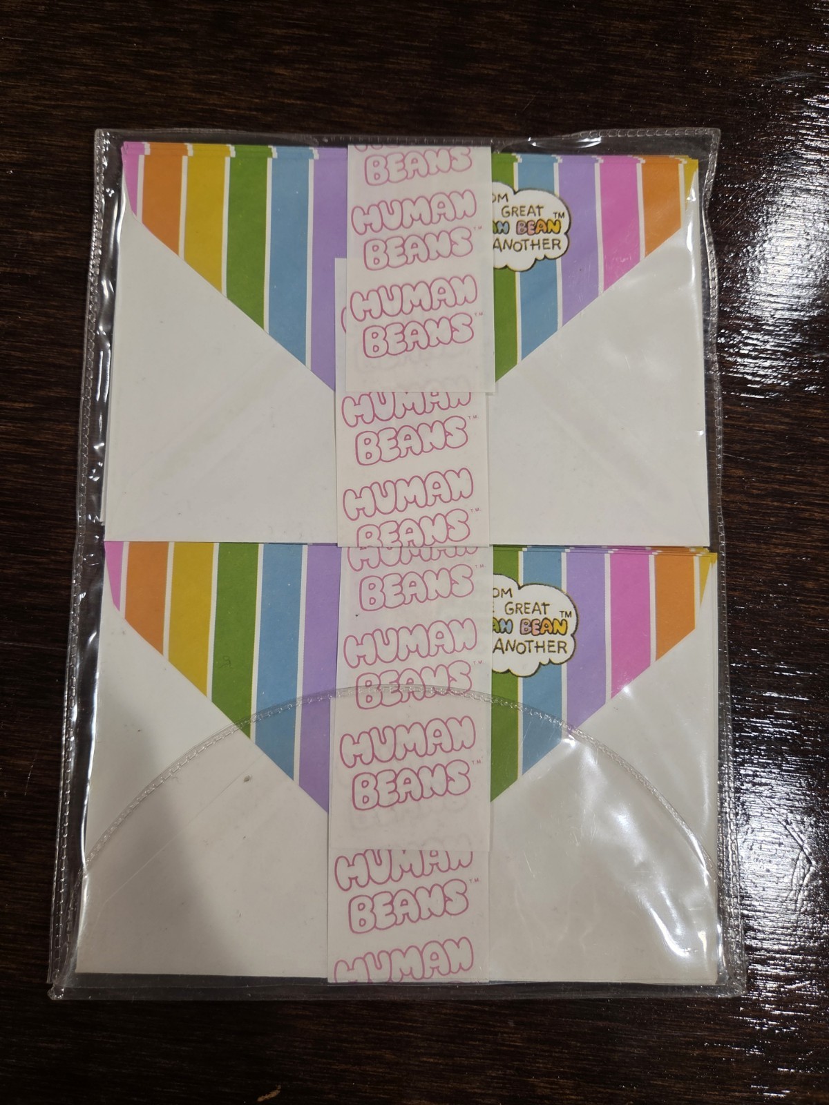 Vintage Human Beans Envelopes Stationery Set Rainbow #90016 - Rare Brand New!