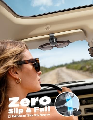 2Pack Sunglass Holder for Car, 360° Rotating & One-Hand Operation 2 Pack Black