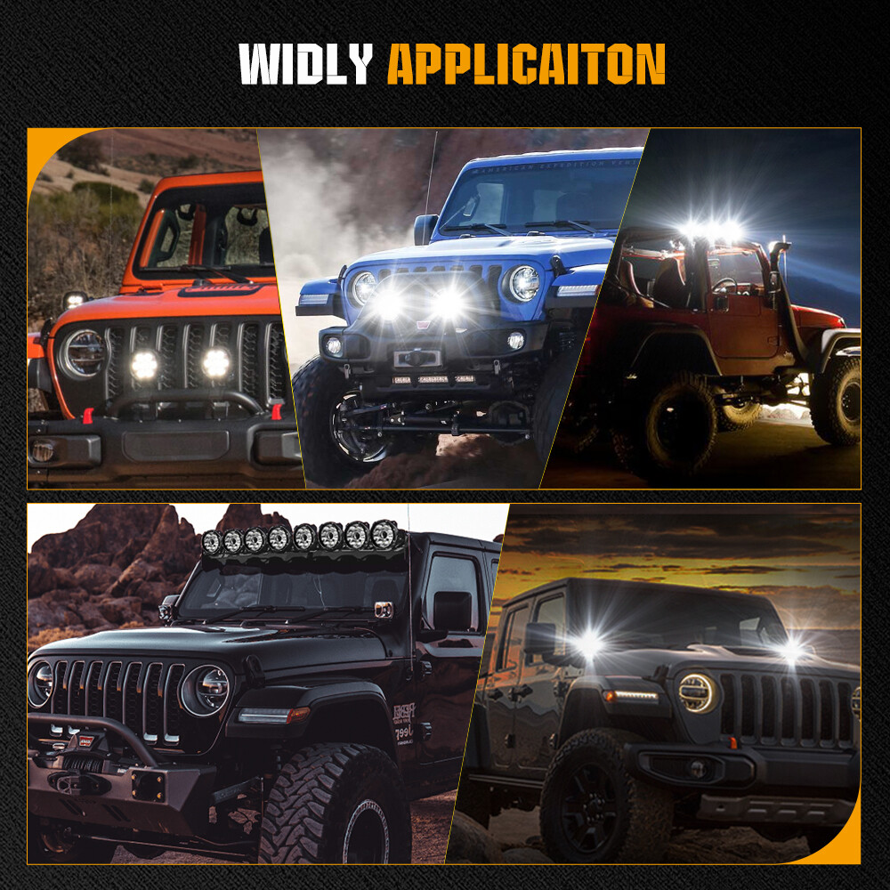 Pair 5" LED Work Lights Super Bright Offroad Driving Auxiliary Pods +2leads Wire