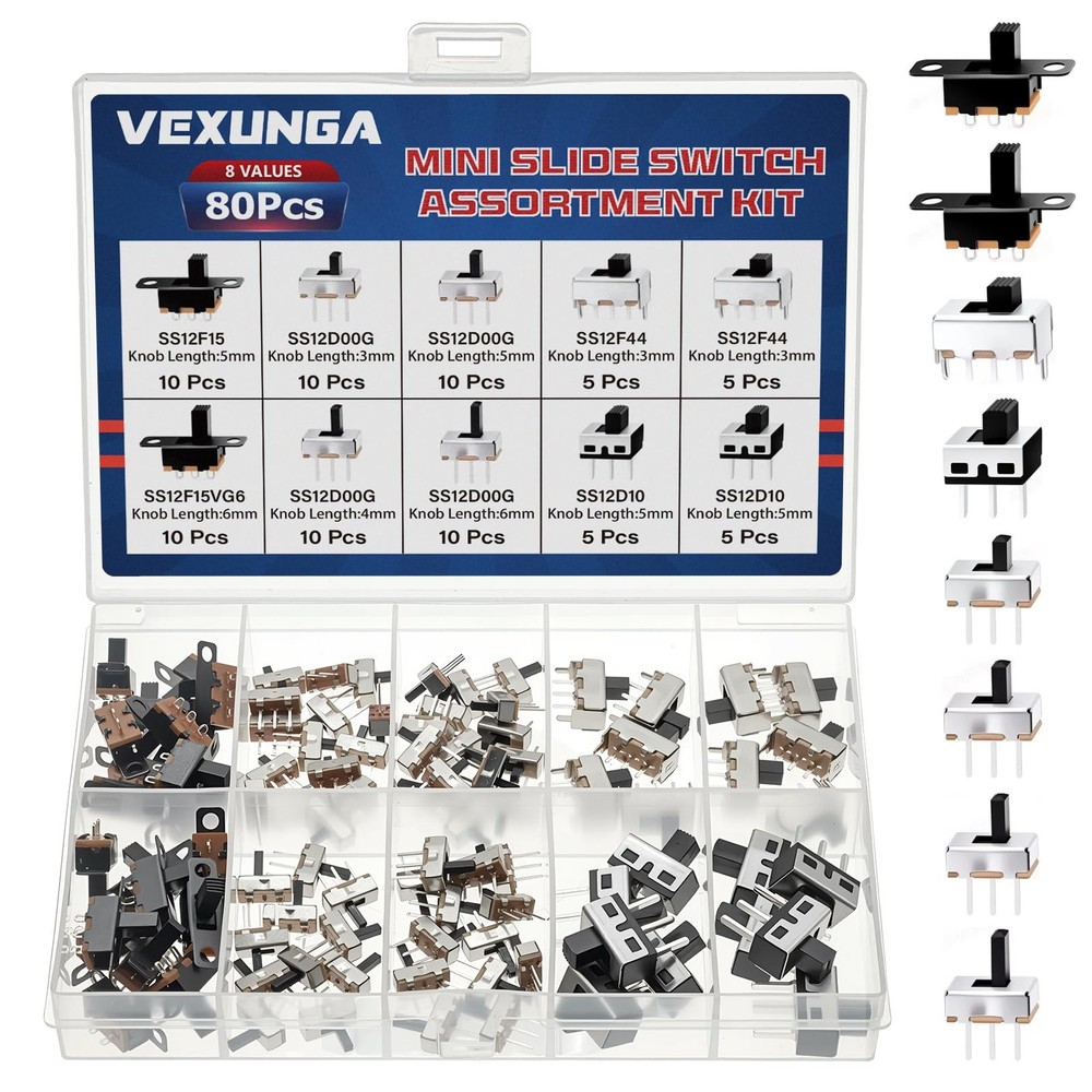 VEXUNGA Slide Switch Set Mini Micro Switches SPDT 1p2t Small Toggle...