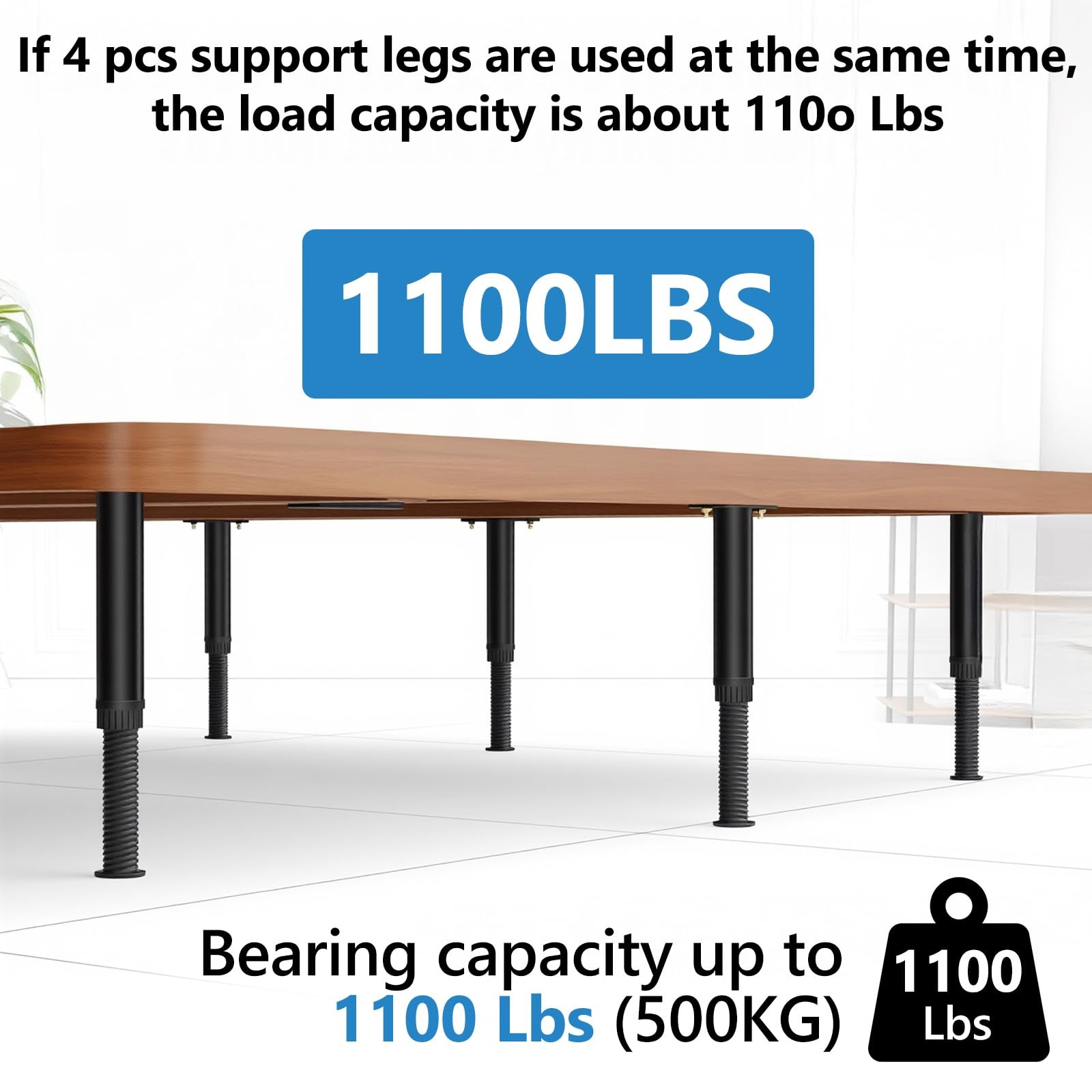 Caeuiciw 4 Pcs Adjustable Height Bed Support Legs 7.08-12.6 inch Black