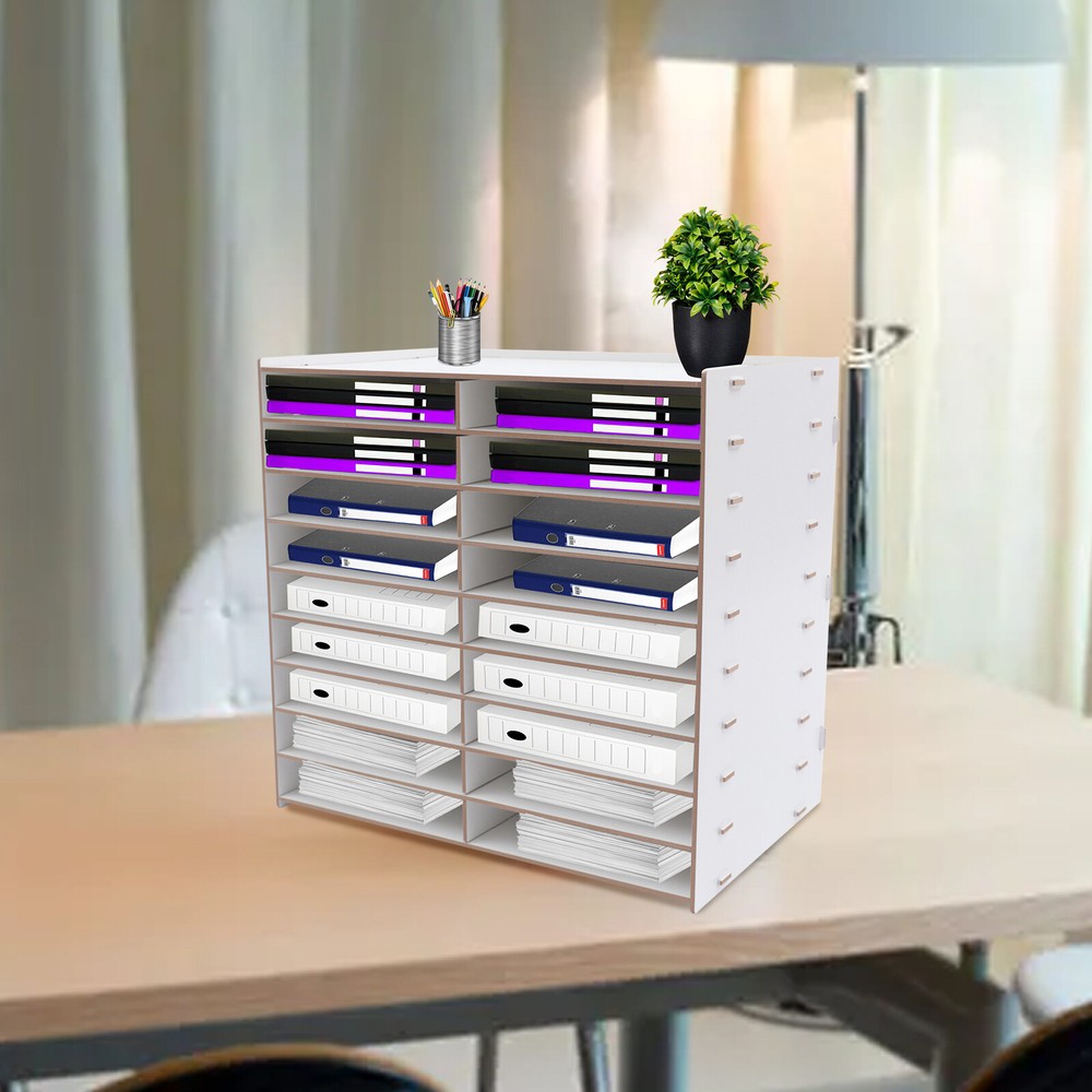 Document Tray Wooden Storage Compartment File Storage Organiser Office Storage