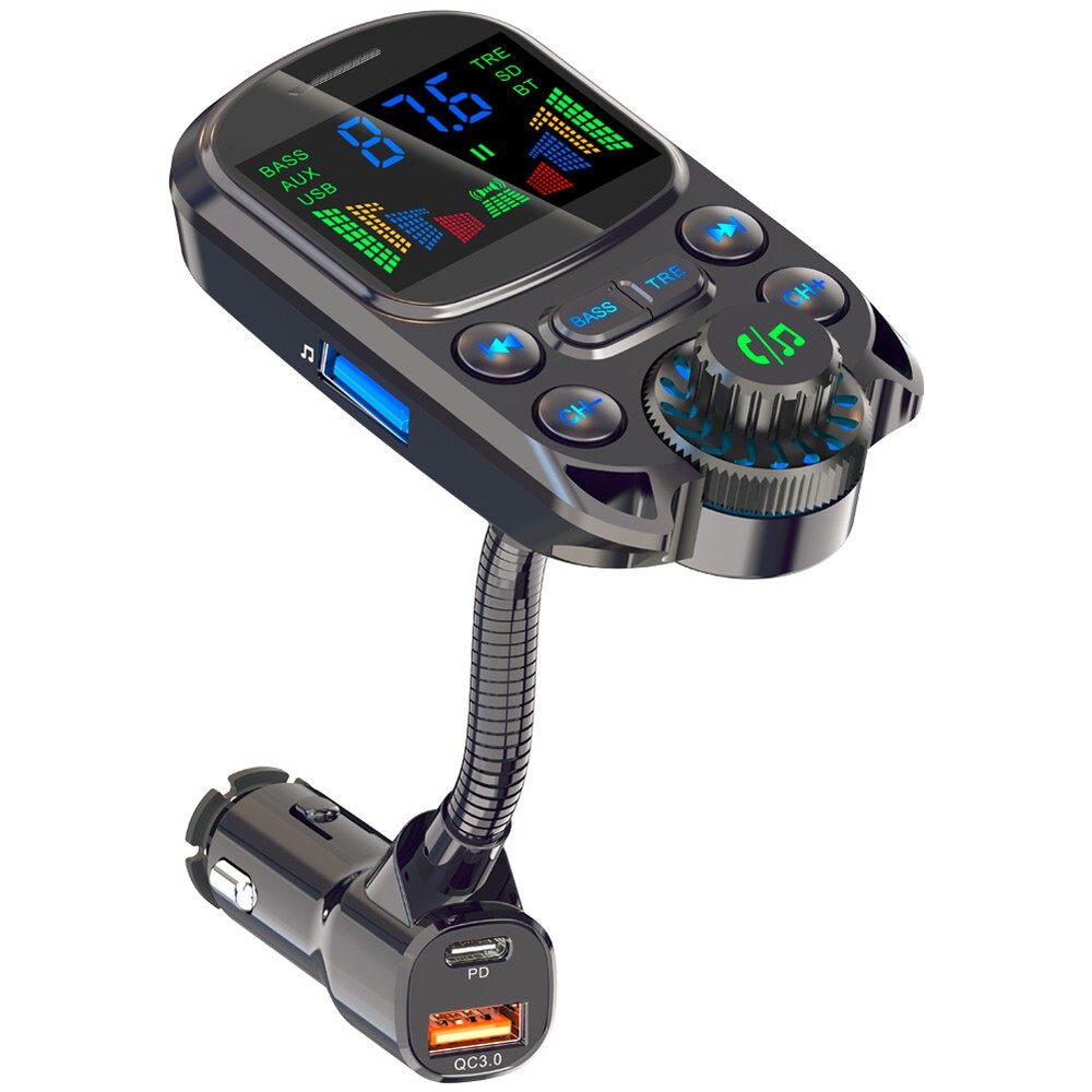 Bluetooth Car Wireless FM Transmitter Adapter USB PD Fast Charger AUX Hands-Free
