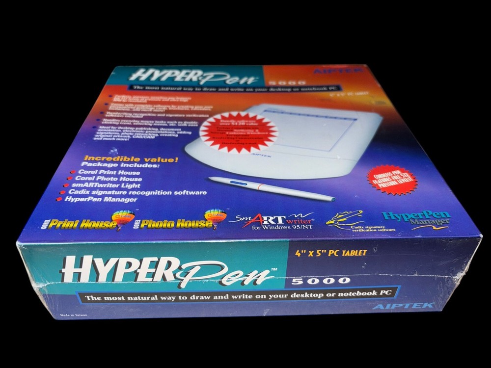 NEW Aiptek HyperPen 5000 4x5 PC Computer Tablet w/ Cordless Hyper Pen draw/write