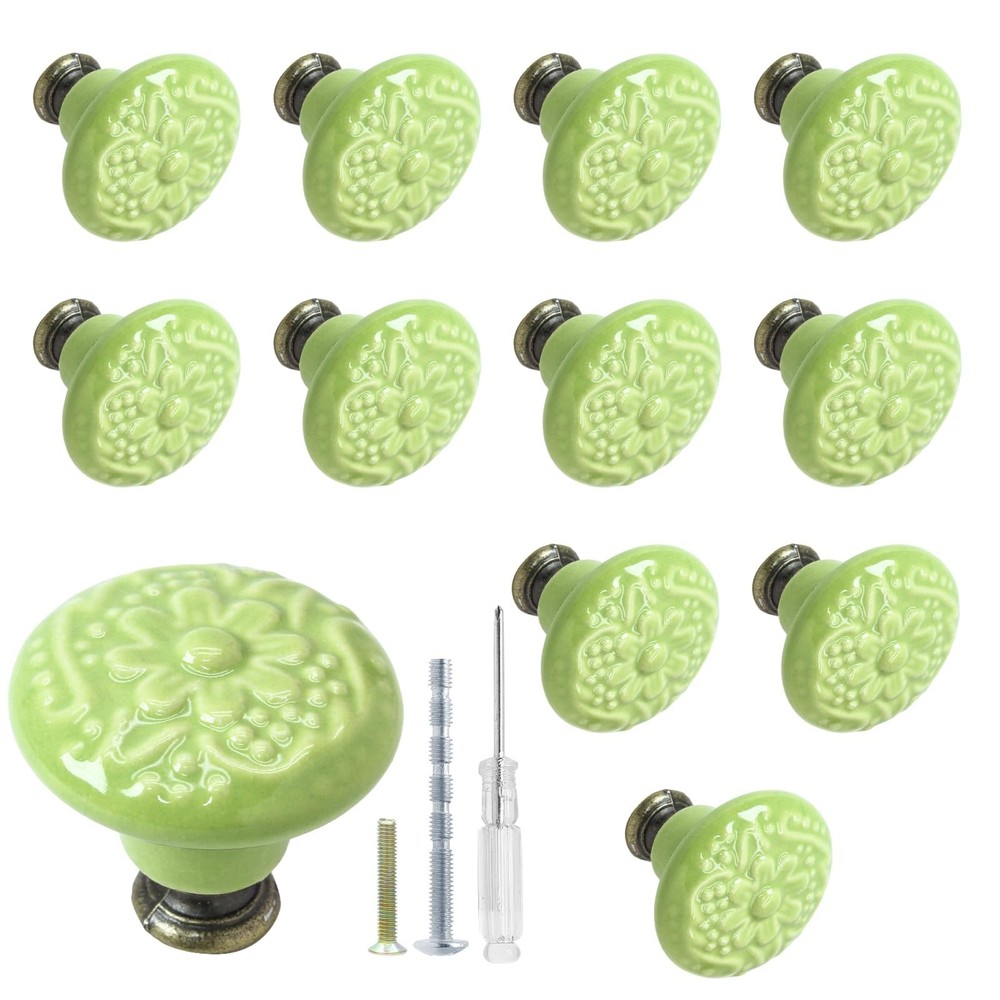 Biaungdo 12 Pcs Retro Vintage Round Drawer Knobs, Decorative Pulls and Handle...