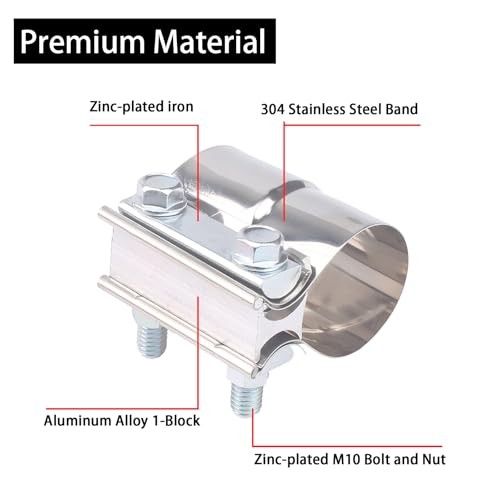 2.25 Inch Exhaust Clamp,Lap Joint Band Clamp,304 Stainless Steel 2.25 inch