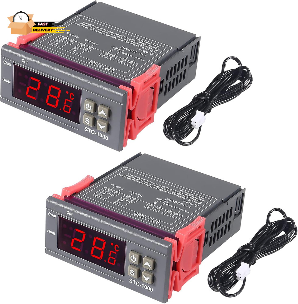 2Pcs STC-1000 DC 110V-220V 10A Digital LED Temperature Controller Thermostat Co