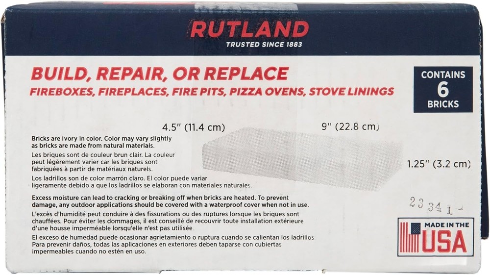 Rutland Fire Bricks, Properly Cured High Temperature FireBrick, -Made Residen...