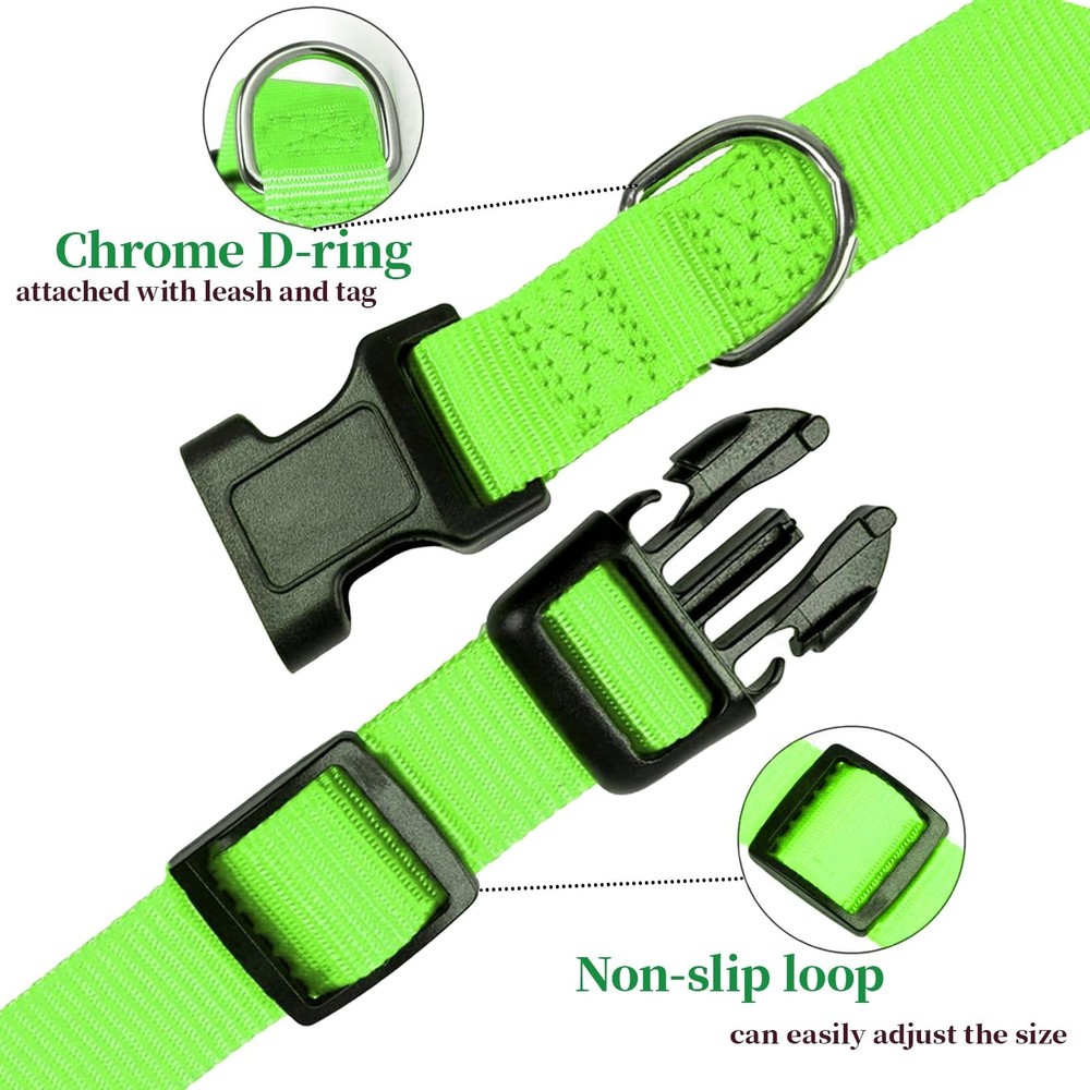 Dog Collars, with Buckle Adjustable Safety Nylon Collars, for Medium/Large Do...