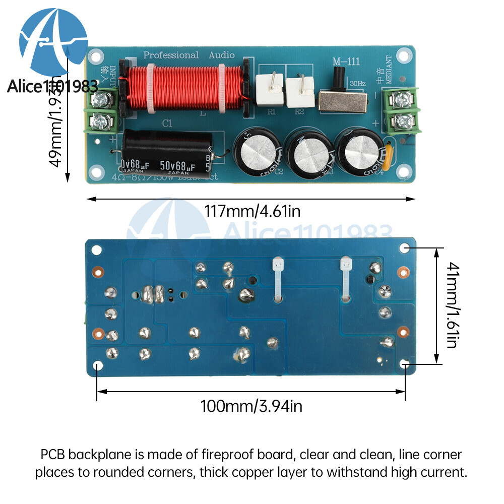 150W Midrange Speaker Frequency Divider Audio Crossover For HiFi Amplifier DIY