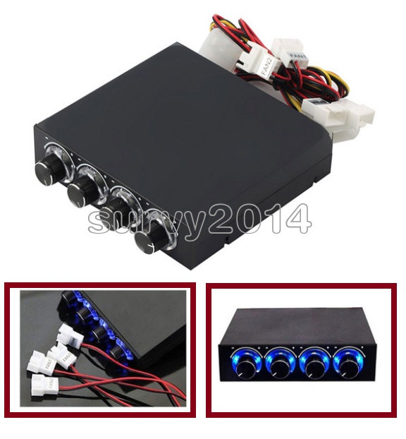 3.5inch PC HDD CPU 4 Channel Fan Speed Controller Led Cooling Front Panel