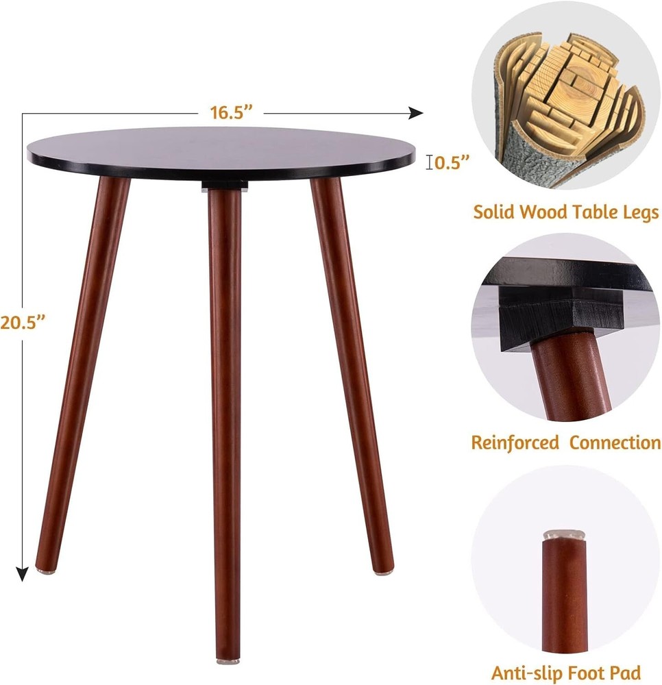 Round Side Table - Versatile End Table - Easy Assembly - 16.5 x 20.5 Inches