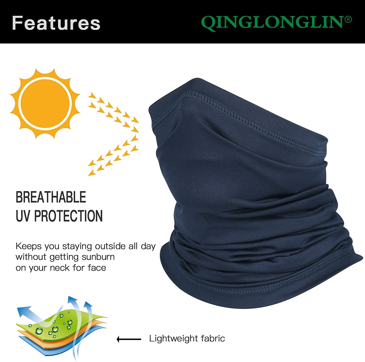 Neck Gaiter Face Cover Scarf Windproof UV Protection Bandana Mask for Men Women