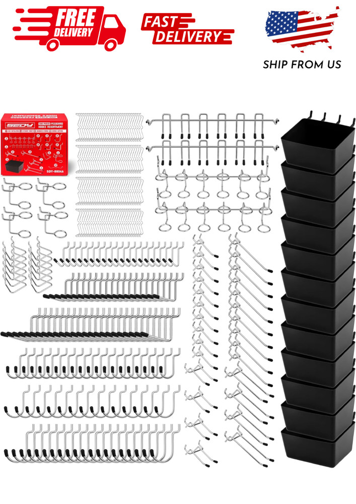 300-Piece Pegboard Hook Set, Pegboard Organizer Accessories for Hanging, Durable