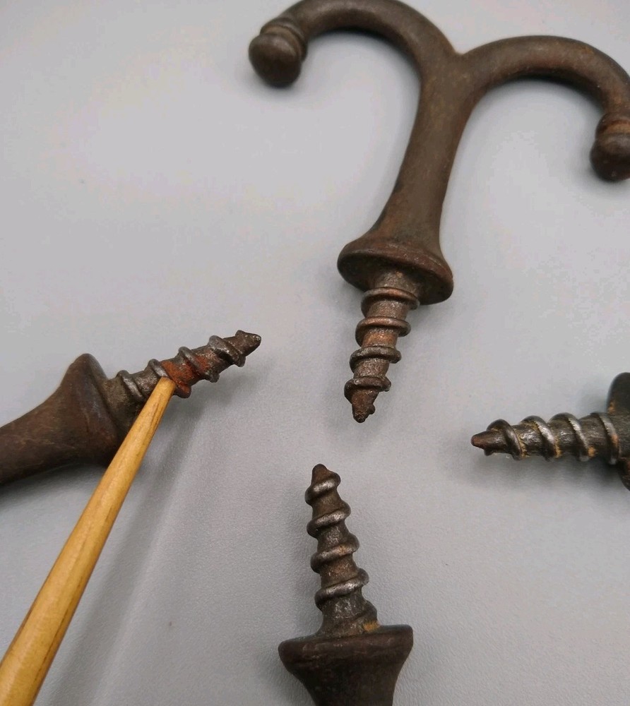 4 Cast Iron double hook, Ceiling, under table, wardrobe, coat rack purse