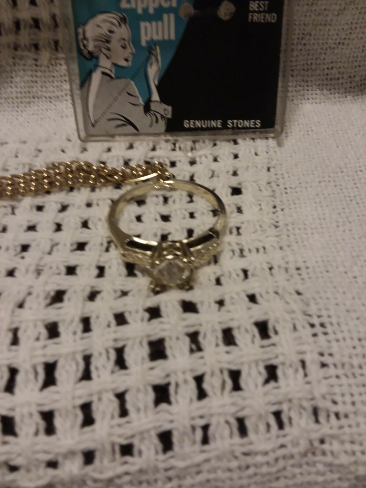 60's Zipper Pull Large Diamond Ring/ WINTER COAT BLING!