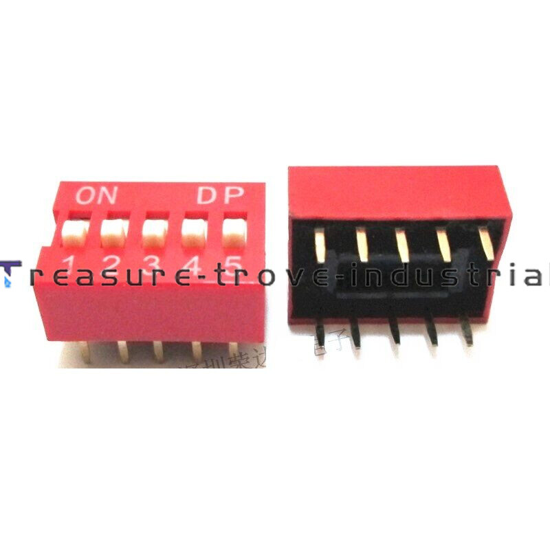 5 Pcs Slide Type Switch Module 2.54mm 5-Bit 5 Position Way DIP Red Pitch