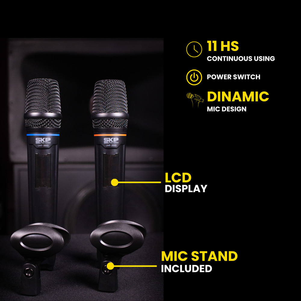 SKP Pro Audio UHF-300D Digital Wireless Vocal - Dual Handheld Microphone System