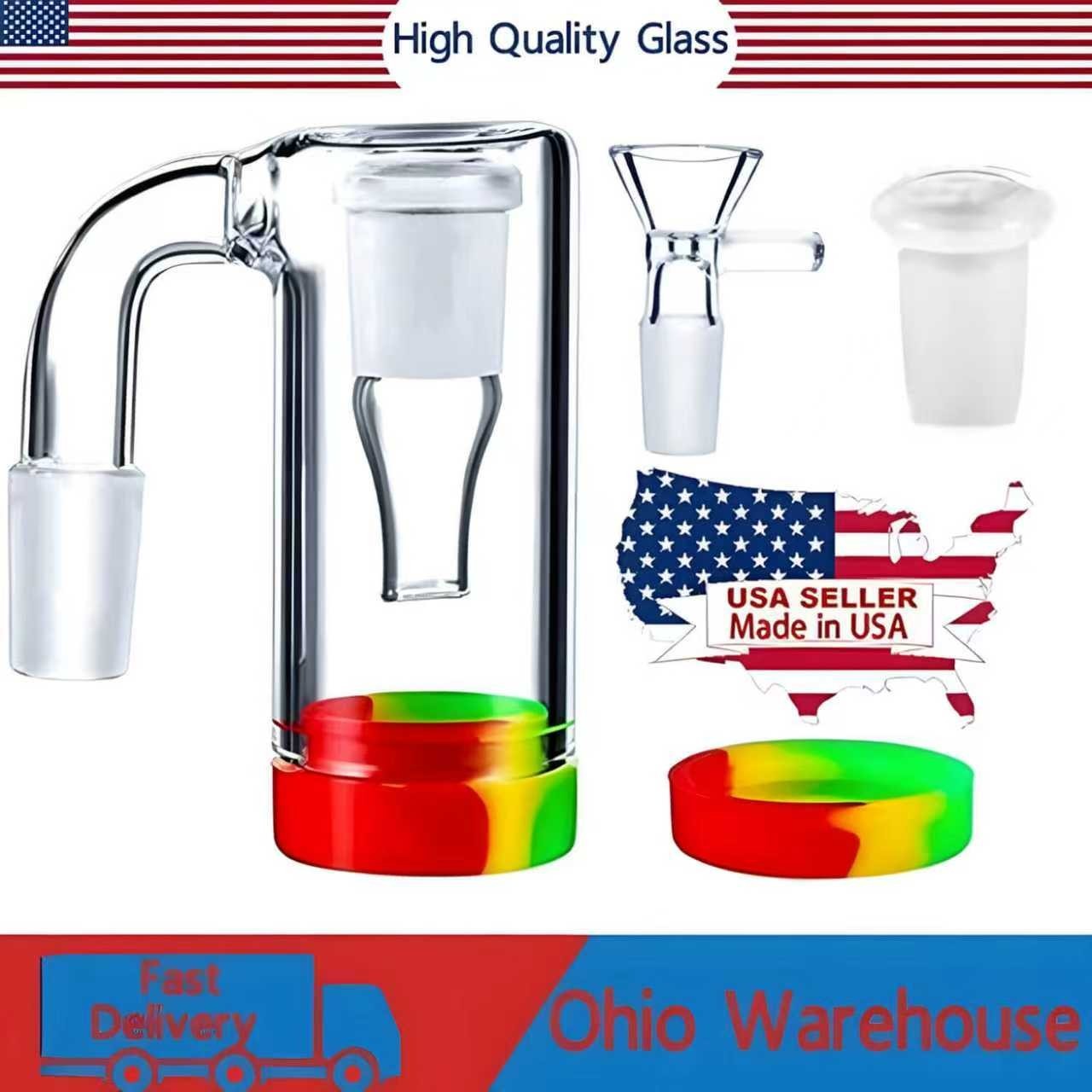 90° Glass Ash Catcher Glass Hookah Attachment for Water Pipe Smoking , Set of 4.