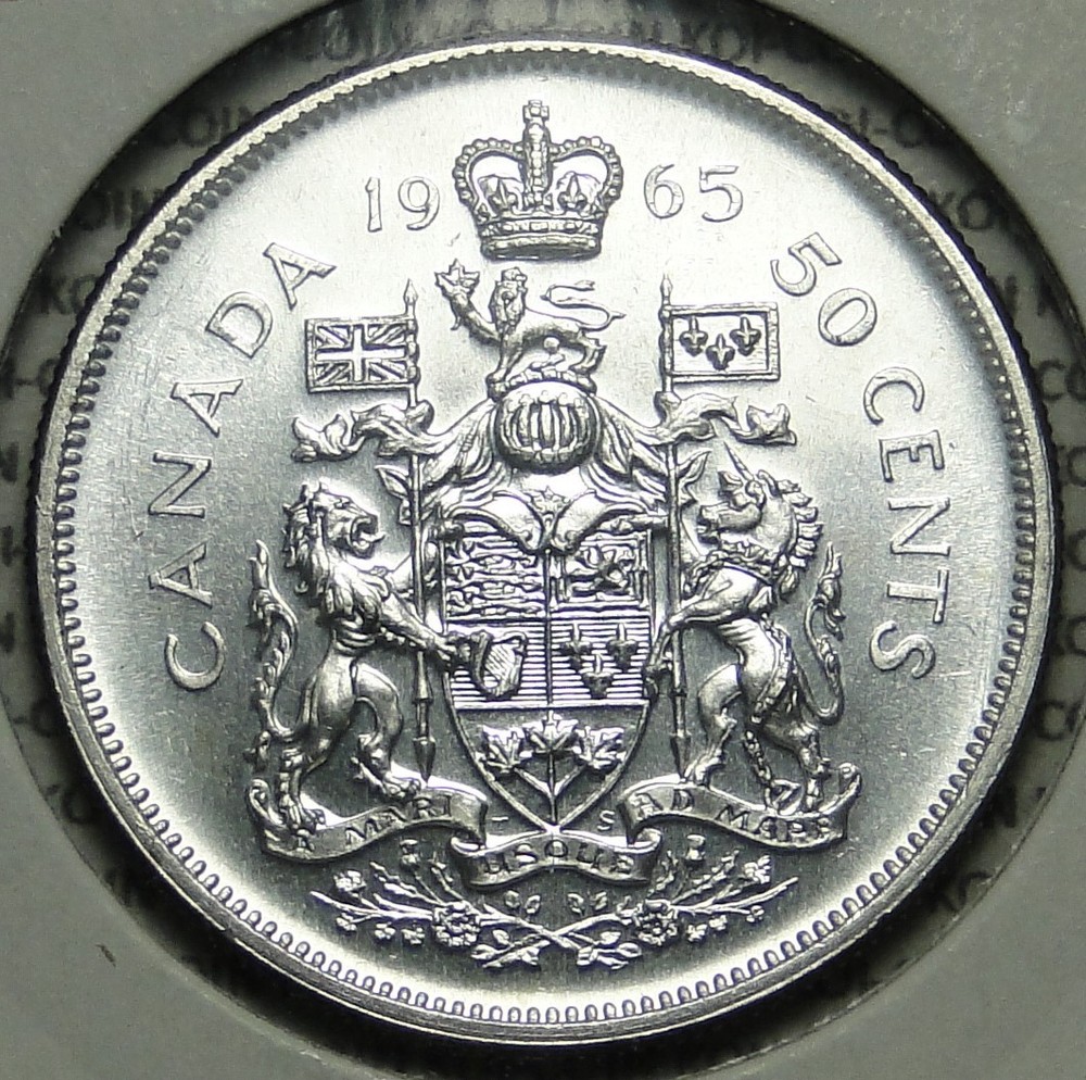 *ERROR*Planchet cracking*UNC Canada 1965 50c silver coin