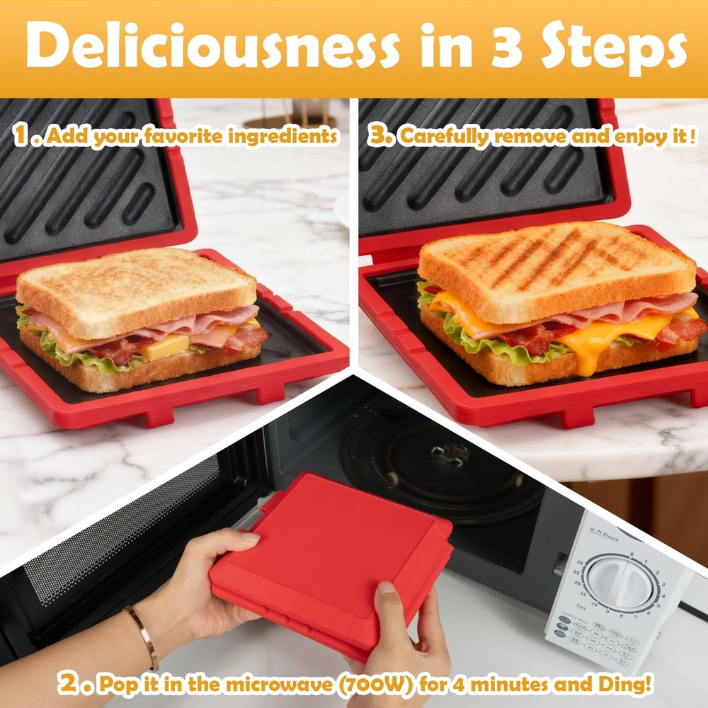 Microwave Sandwich Maker Microwave Toaster Adjustable Silicone Strap Removable N