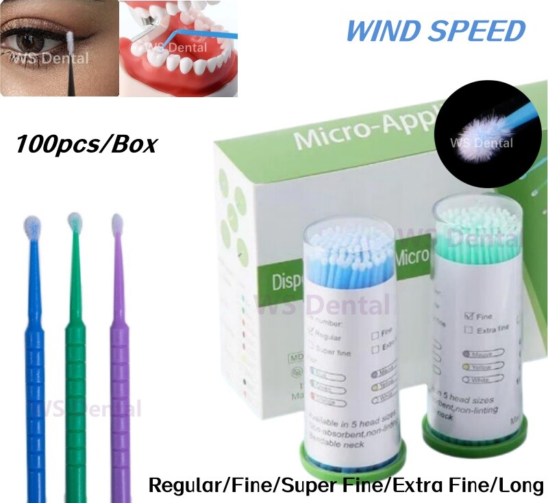 100Pc Dental Micro Applicator Tips Cleaning Brush Disposable Microbrush Bendable