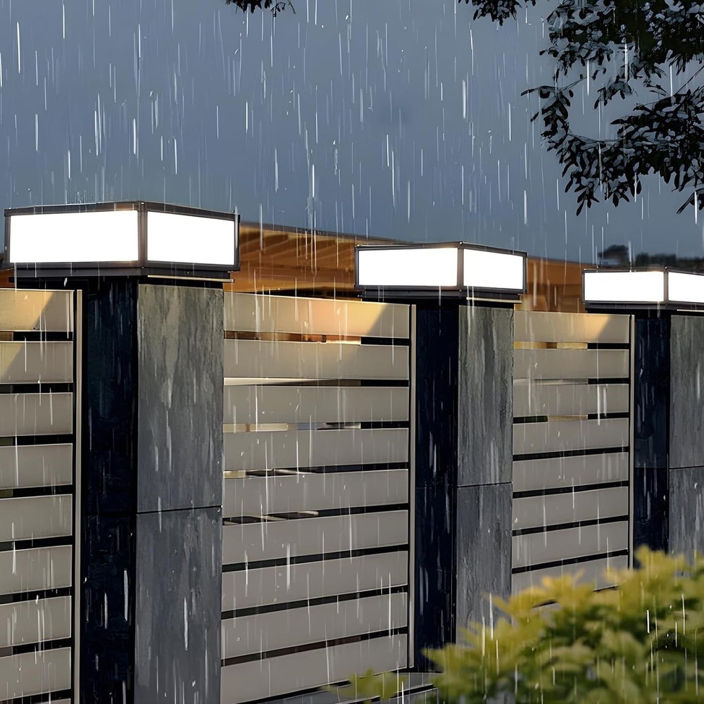 Outdoor Modern Post Light, LED Fence Deck Cap Light High Voltage Wired Lanter...
