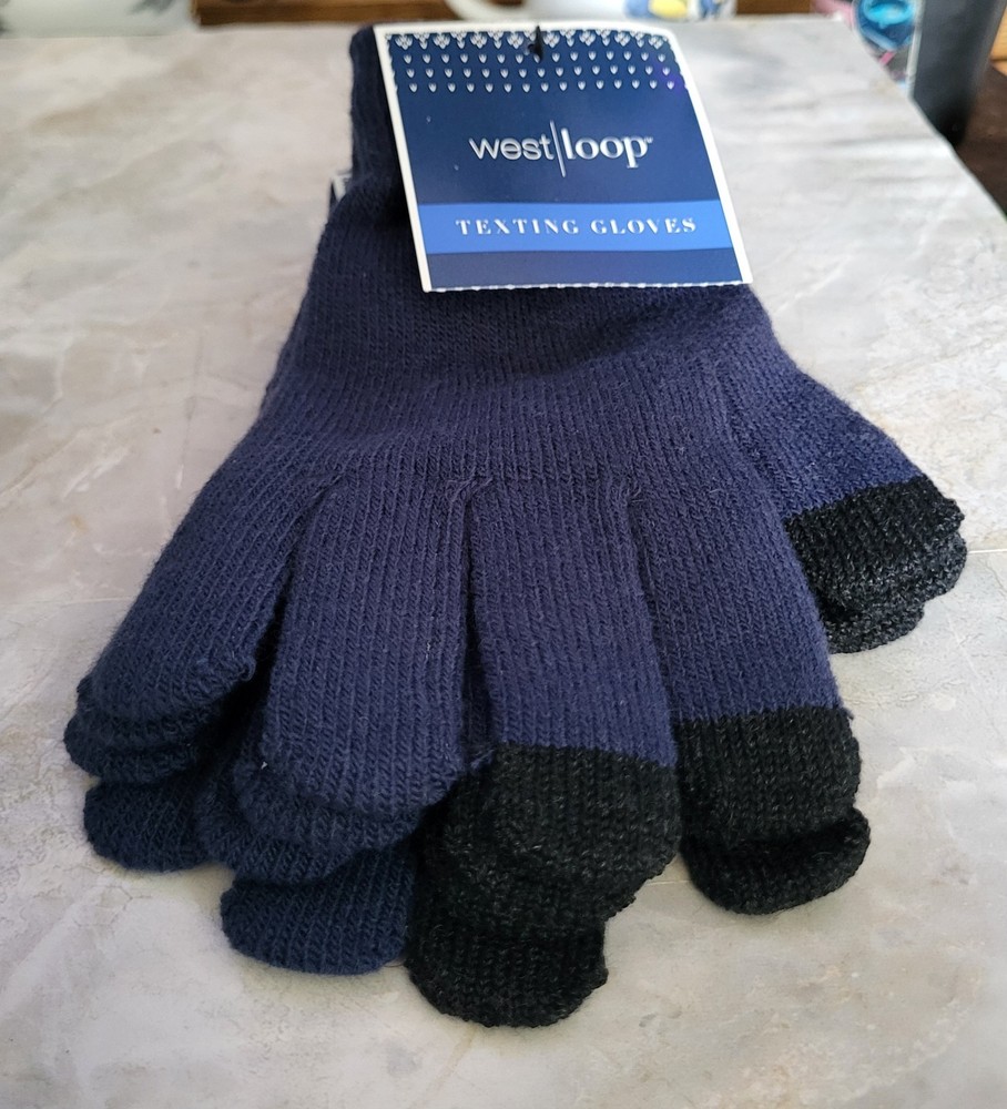West Loop Blue Texting Gloves One Size Fits Most
