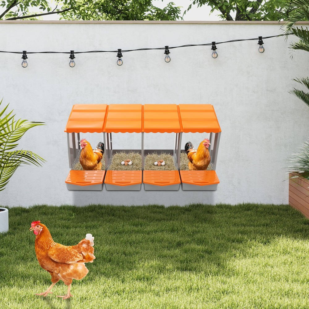 Chicken Laying Box Modern 4-Compartment Chicken Nesting Box with Egg Collection