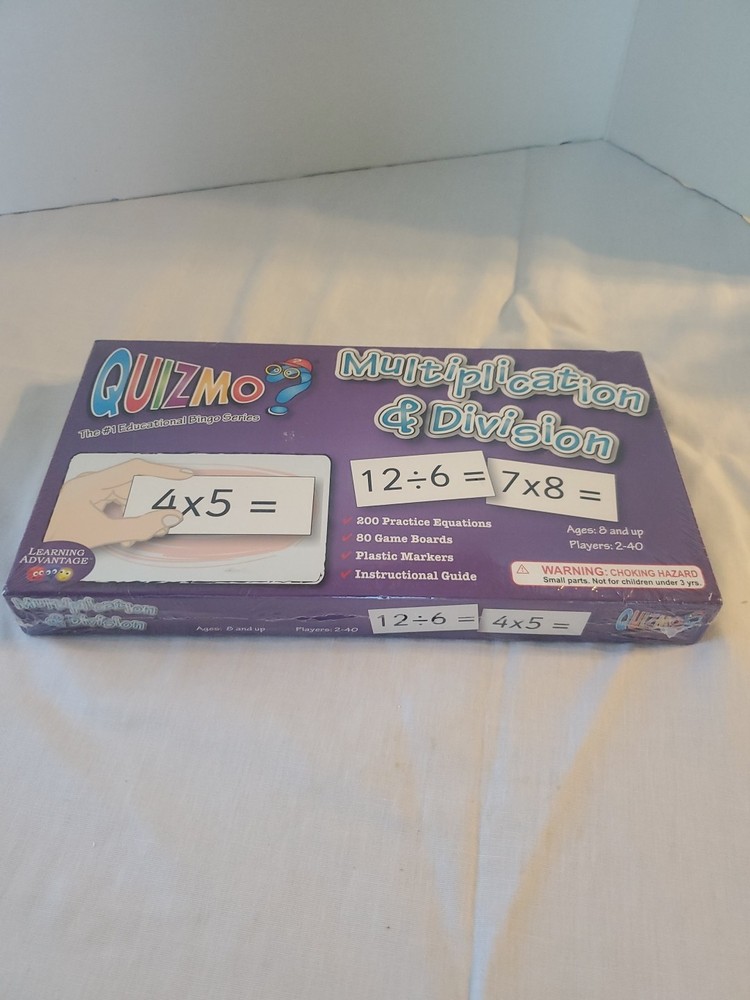 QUIZMO MULTIPLICATION AND DIVISION MATH BINGO  New