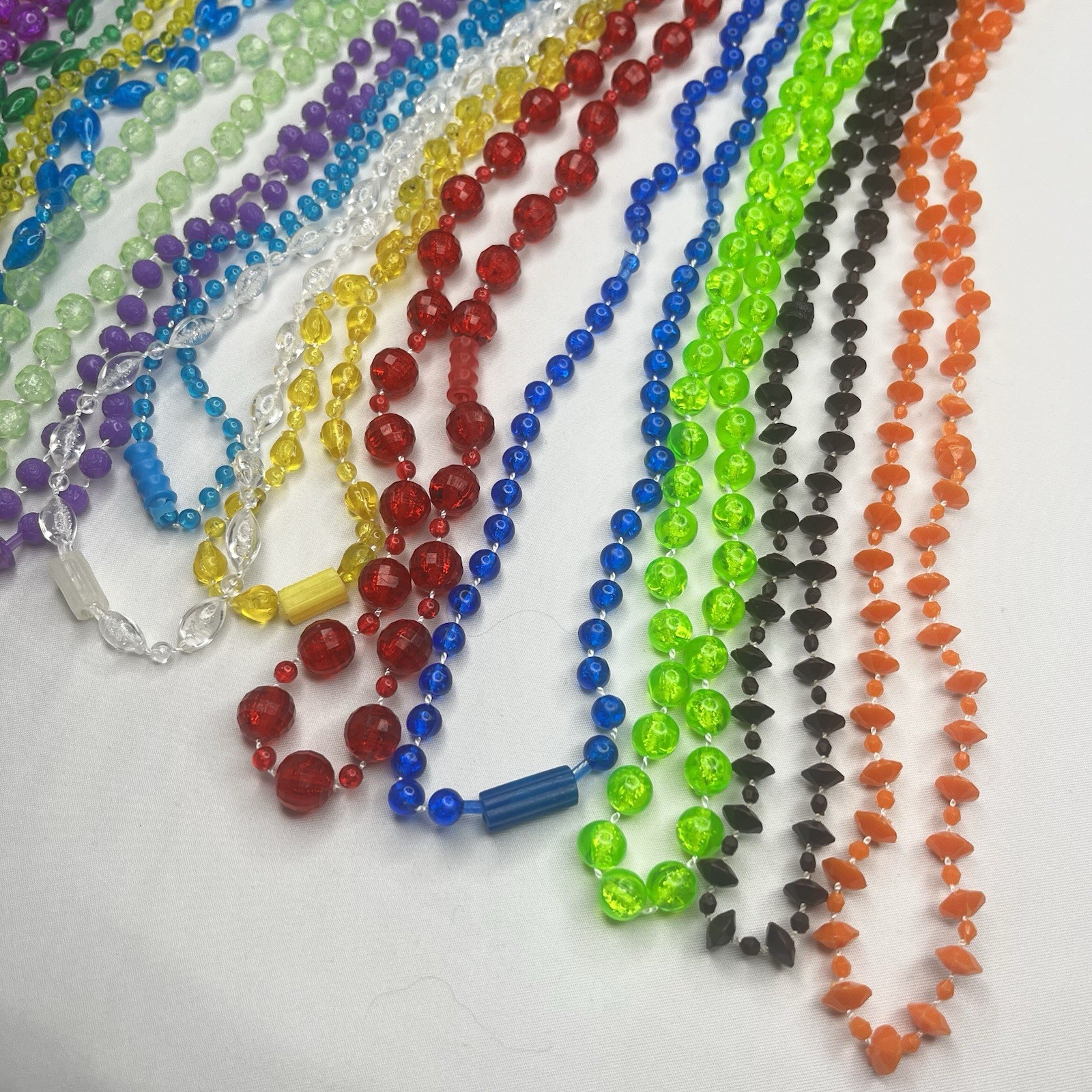 Vintage Mardi Gras Beads 70's-80's- carnival parade beads Lot Of 15 Necklaces