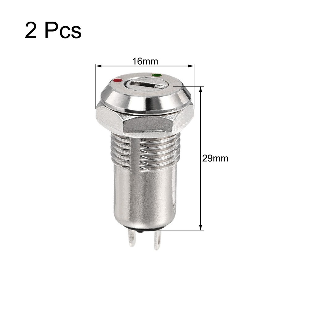 2pcs 12mm 2 Positions Key Locking Push Button Switch With 2 Keys NO-OFF