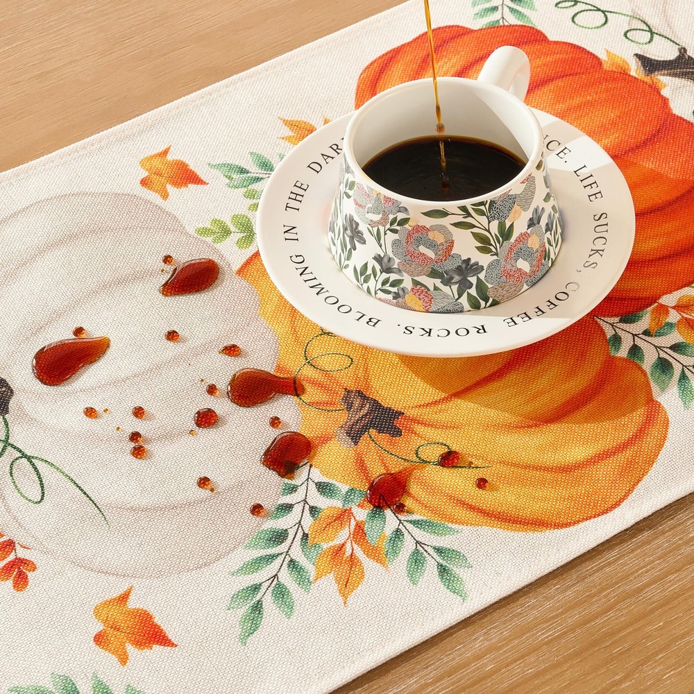 Thanksgiving Table Runner for Thanksgiving Decorations, Fall Table Runner wit...