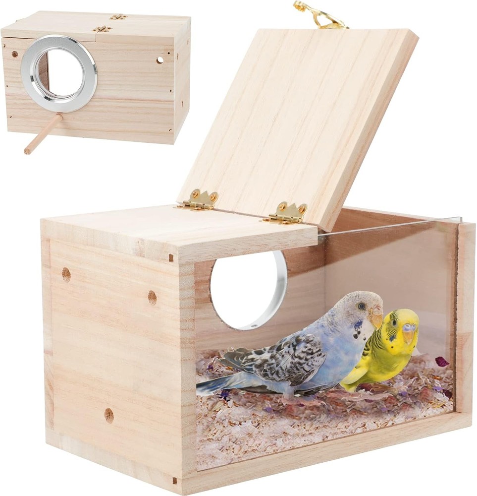Parakeet Nesting Box Transparent Bird House for S, Horizontal Breeding