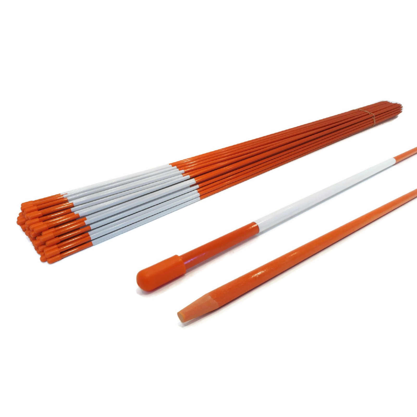 (Pack of 20) 5/16" Orange Snow Poles with Reflector, Heavy Duty Fiberglass Rod
