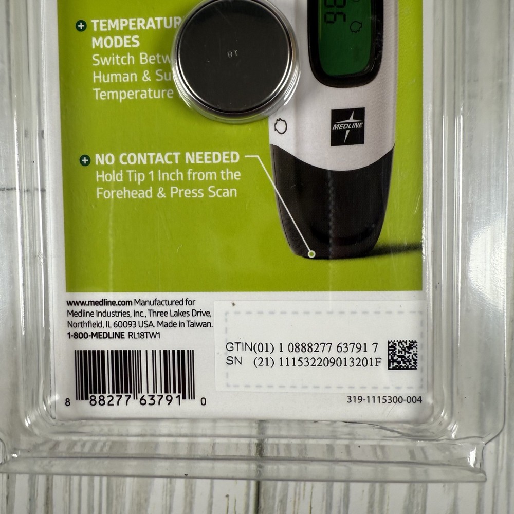 Medline No Touch Forehead Digital Thermometer MDSNOTOUCH With Battery New
