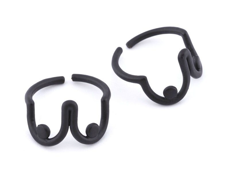 Boobs Ring Adjustable Brass Black Painted 4619