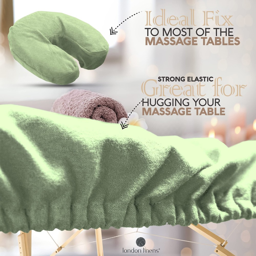 3 Piece Set Massage Table Sheets Set - 100% Natural Cotton Flannel- Includes ...