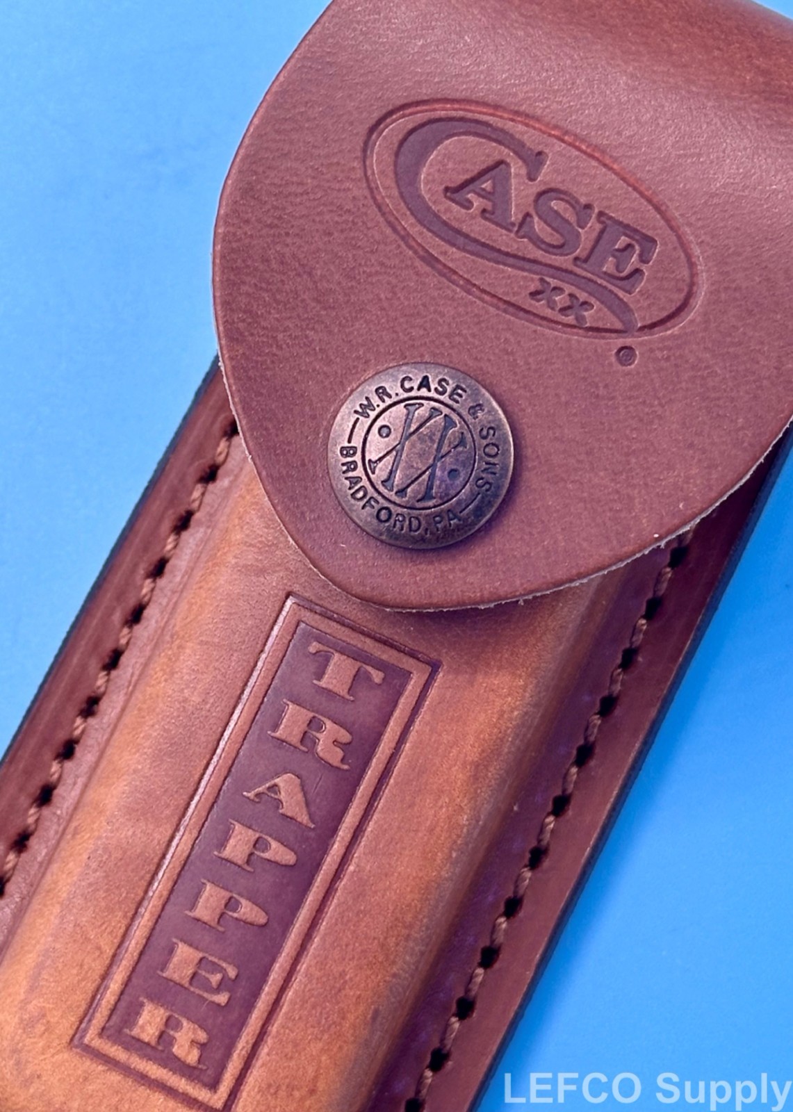 Case Trapper Sheath Leather Embossed Logo with Snap Closure 00980 Genuine NEW