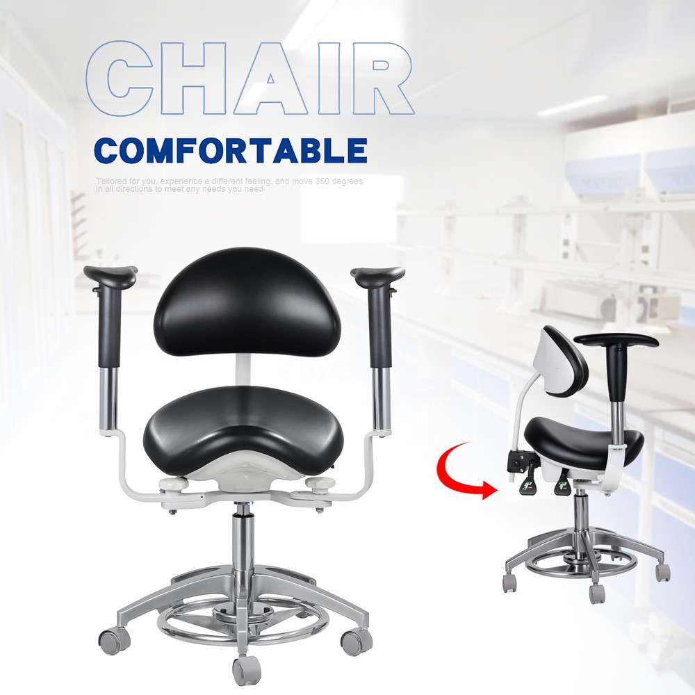 Dental Microscope Surgical Saddle Chair Dynamic Seating Stool Foot Control PU