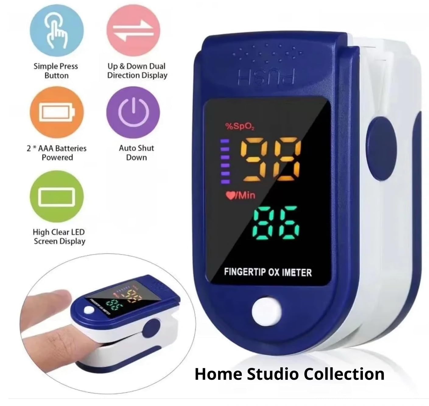 Finger Tip Pulse Oximeter LED Blood Meter For Hospital Household NEW