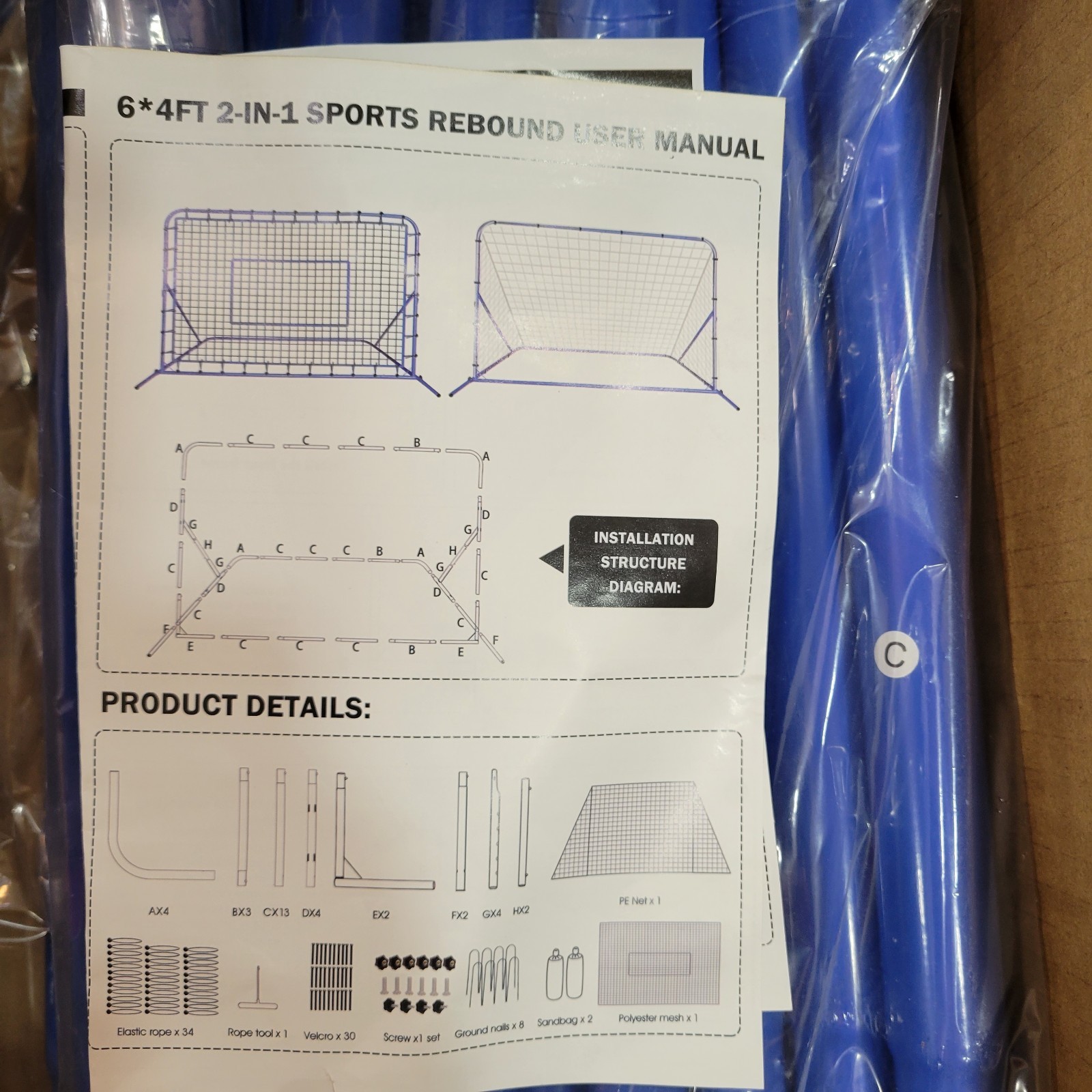 Dual-Mode Soccer Goal & Rebounder Net, 6x4FT Adjustable Angle Training Net