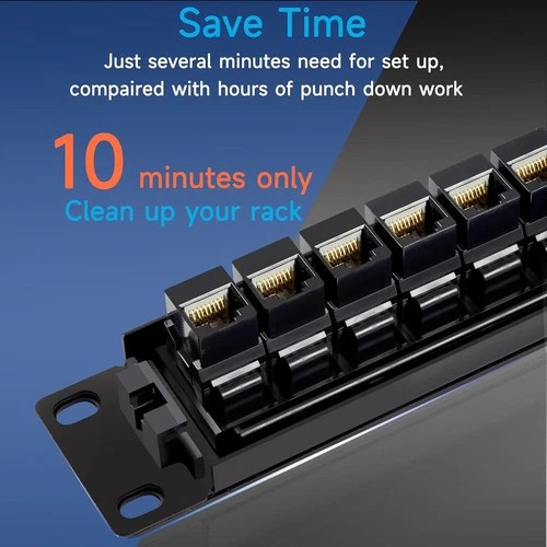 24 Port Rj45 Patch Panel Cat6 Feed Through Coupler Network Patch Panel 19 Inch I
