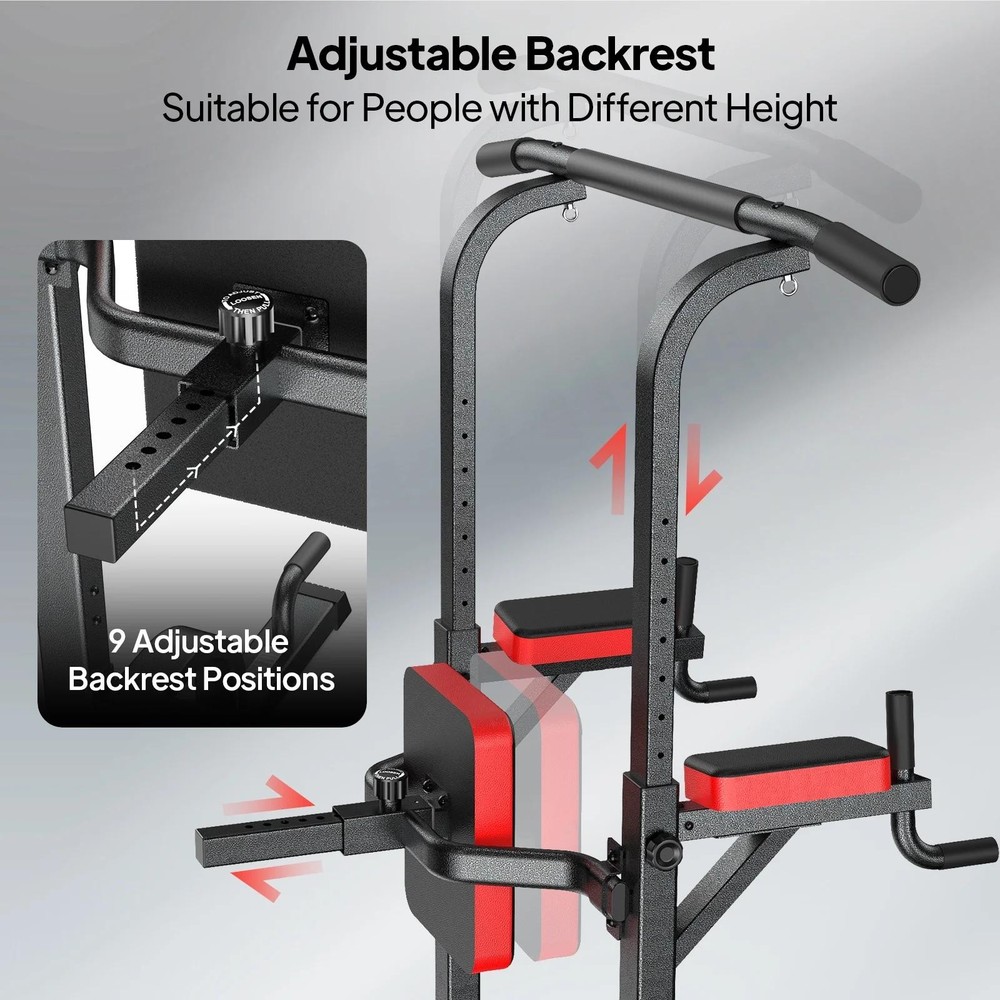 Home Gym Power Tower Workout Station Pull-Ups Dips Push-Ups Triceps ABS Back...
